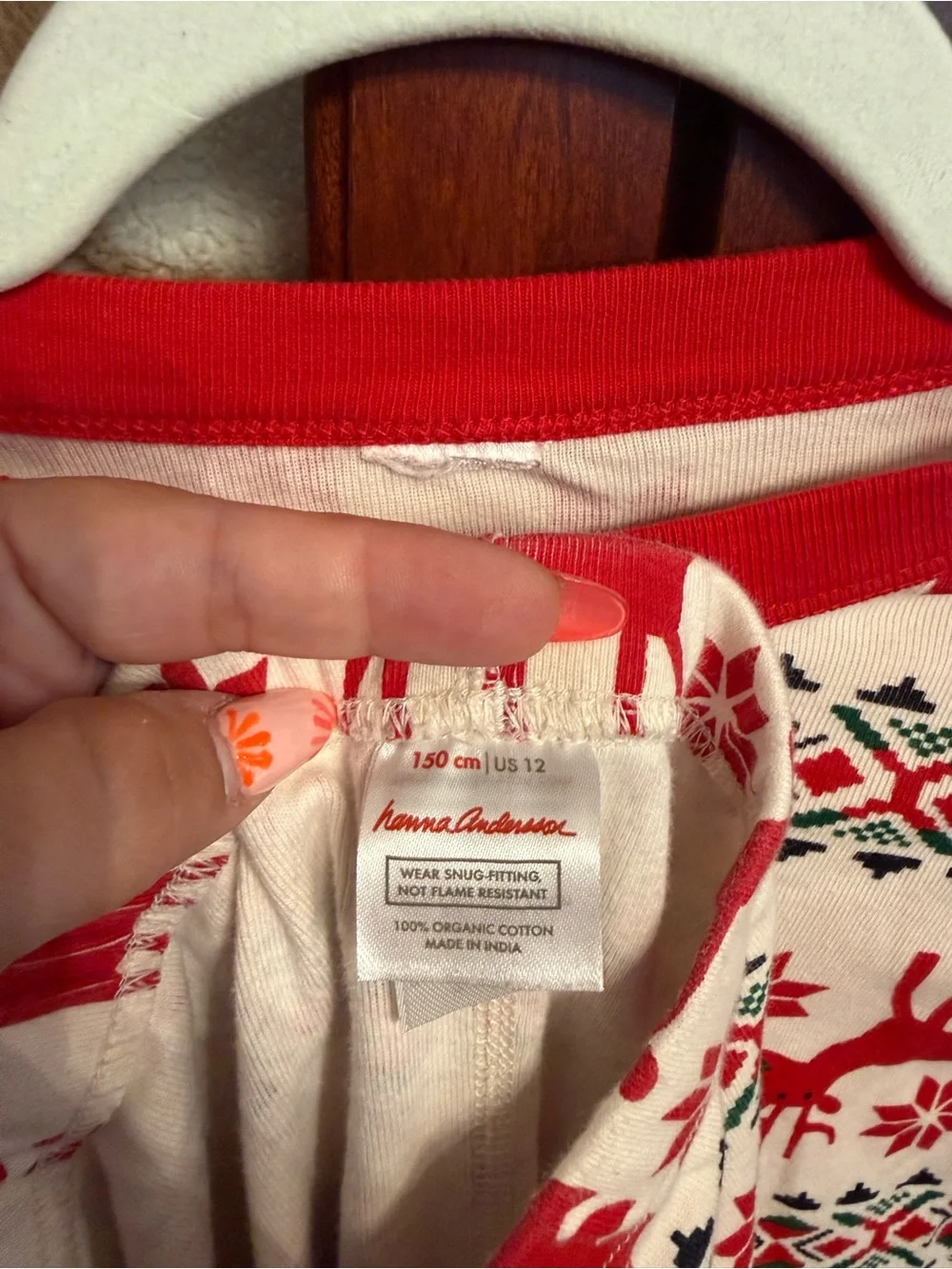 Hanna Andersson Red and White Reindeer Holiday Thermal Top